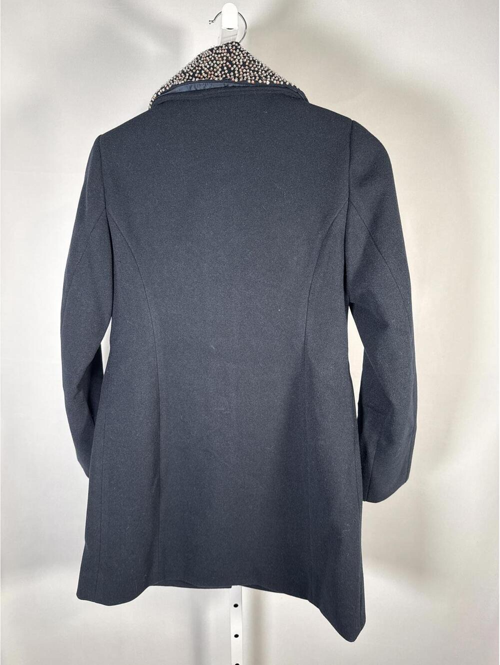 NWT Colleen Lopez Womens Faux Wool Coat Black Removable Collar Size Small - Picture 3 of 4